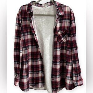 Eden & Olivia Plaid Button Down Shirt with Faux Sherpa Lining, Size 1X, SO SOFT!
